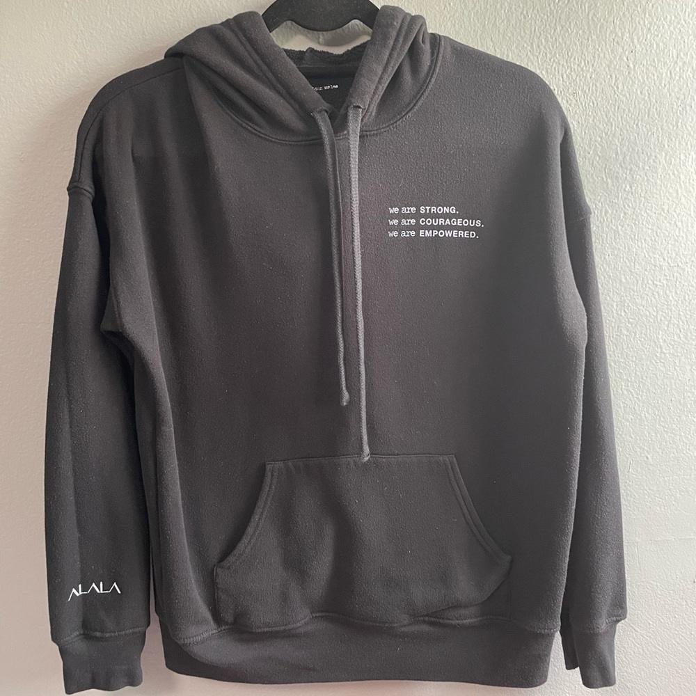 alala x alison malee empowering oversized graphic black mantra hoodie. X-Sm - Picture 2 of 6